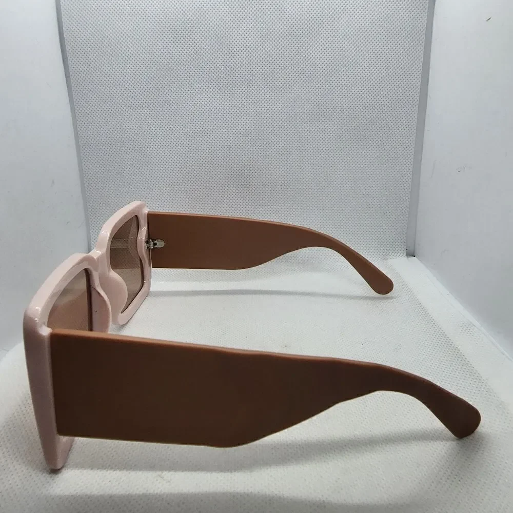 NWOT Shein Pink & Tan Sunglasses, Case, & Cleaning Cloth